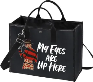 WZMPA Horror Movie Cosmetic Makeup Bag - Inspired Gift 'My Eyes Are Up Here' Zipper Pouch Bag For Movie Fans