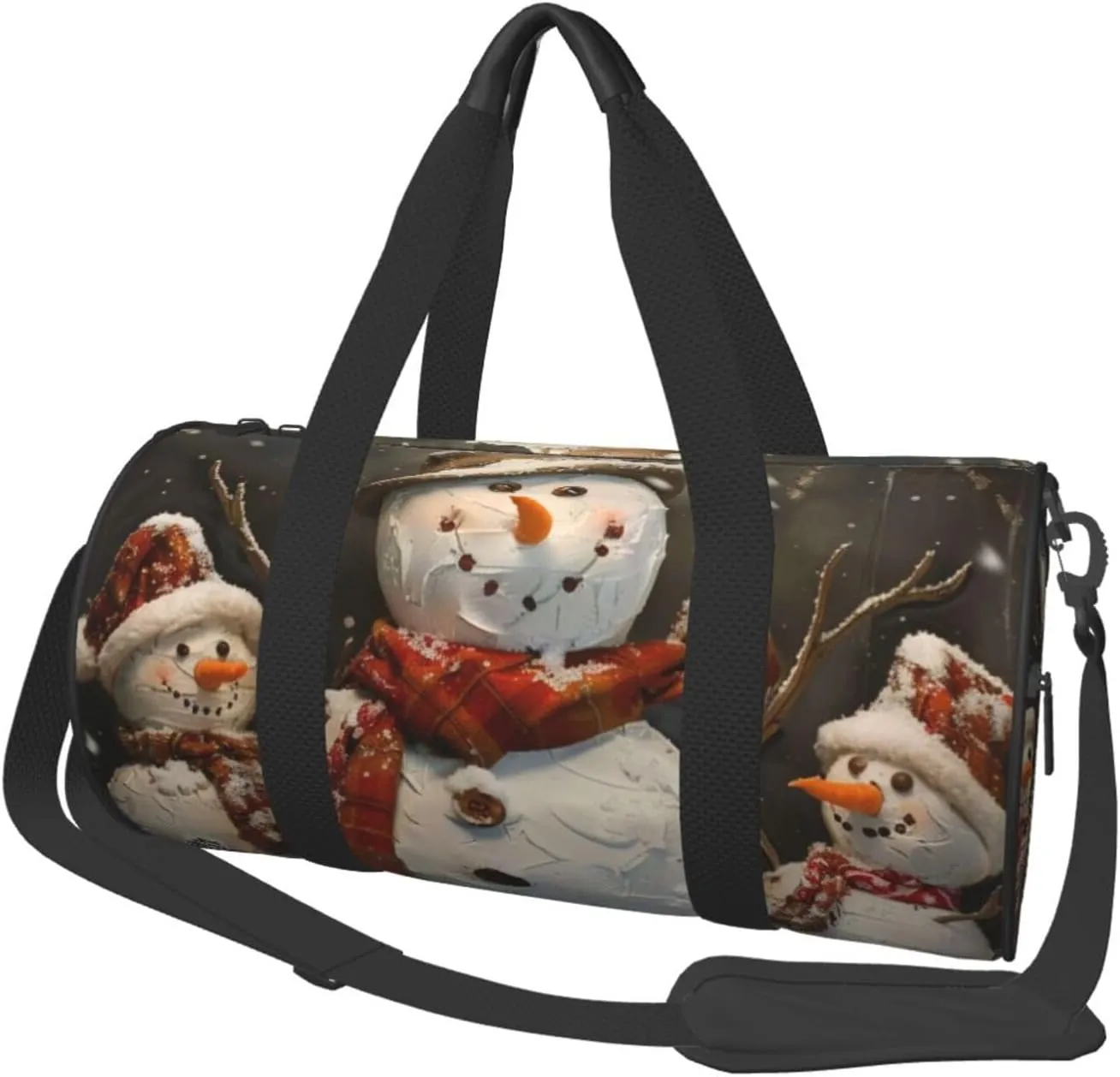 Xmas Snowman Printed Sports Gym Bag for Men Women Foldable Duffel Bag Carry On Weekender Bag for Travel Sports