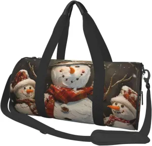 Xmas Snowman Printed Sports Gym Bag for Men Women Foldable Duffel Bag Carry On Weekender Bag for Travel Sports