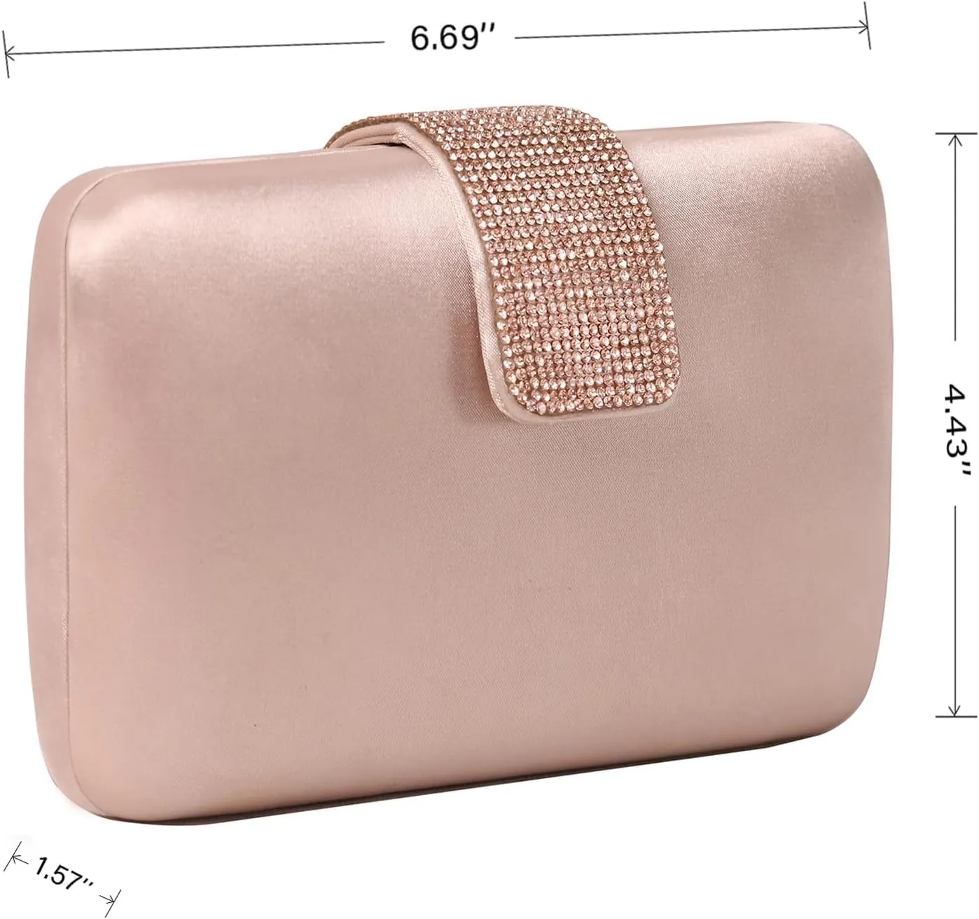 XXGJOALD-Mulian LilY Gold Satin Rhinestones Evening Bags Party Bridal Clutch Purse For Women Prom Clutch