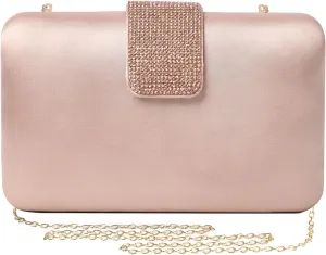 XXGJOALD-Mulian LilY Gold Satin Rhinestones Evening Bags Party Bridal Clutch Purse For Women Prom Clutch