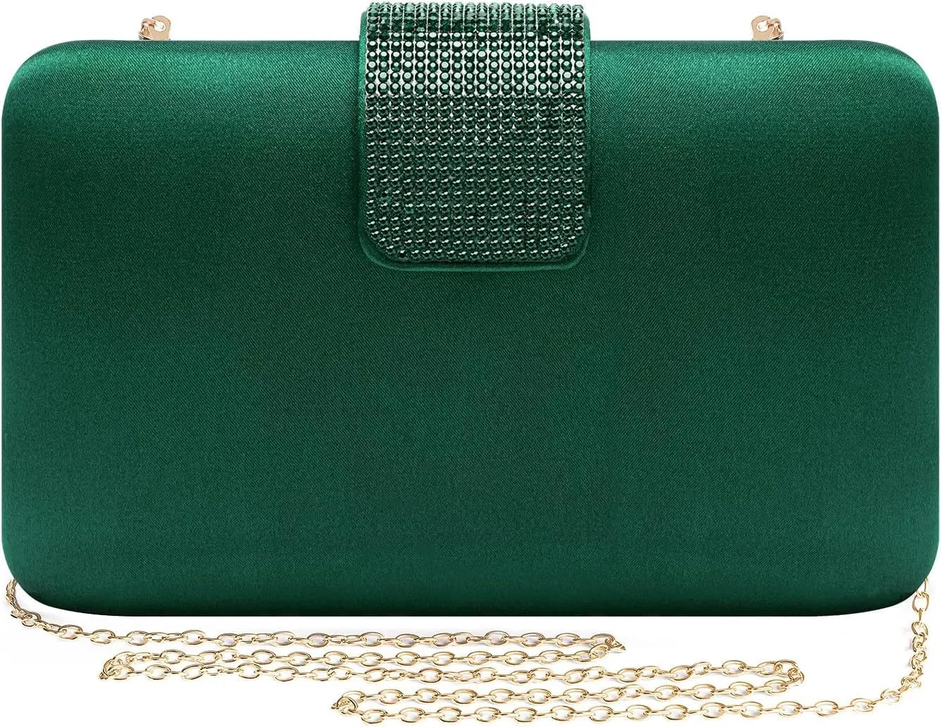 XXGJOALD-Mulian LilY Gold Satin Rhinestones Evening Bags Party Bridal Clutch Purse For Women Prom Clutch