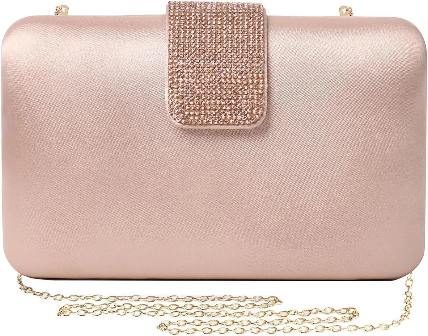 XXGJOALD-Mulian LilY Gold Satin Rhinestones Evening Bags Party Bridal Clutch Purse For Women Prom Clutch