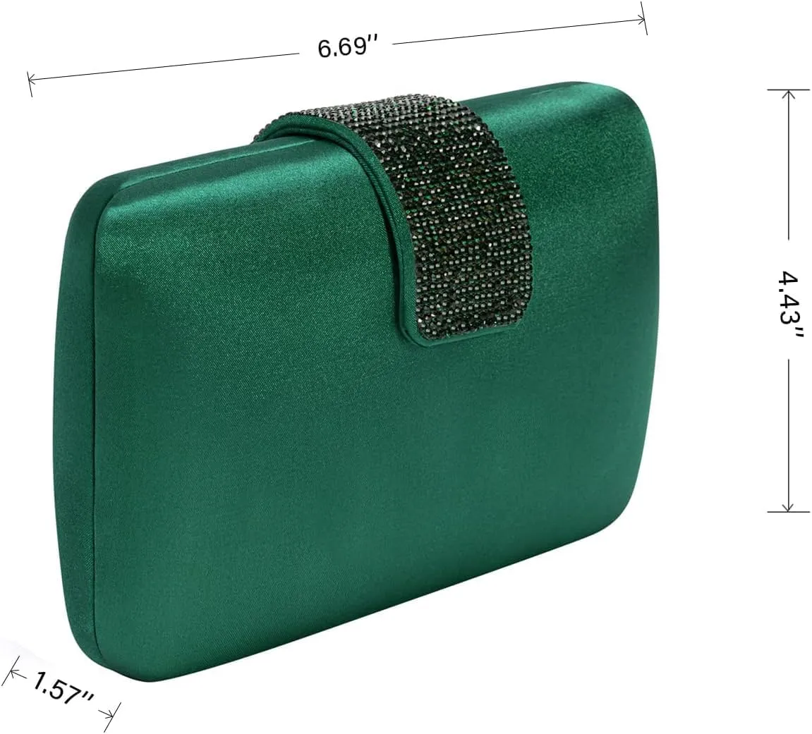 XXGJOALD-Mulian LilY Gold Satin Rhinestones Evening Bags Party Bridal Clutch Purse For Women Prom Clutch