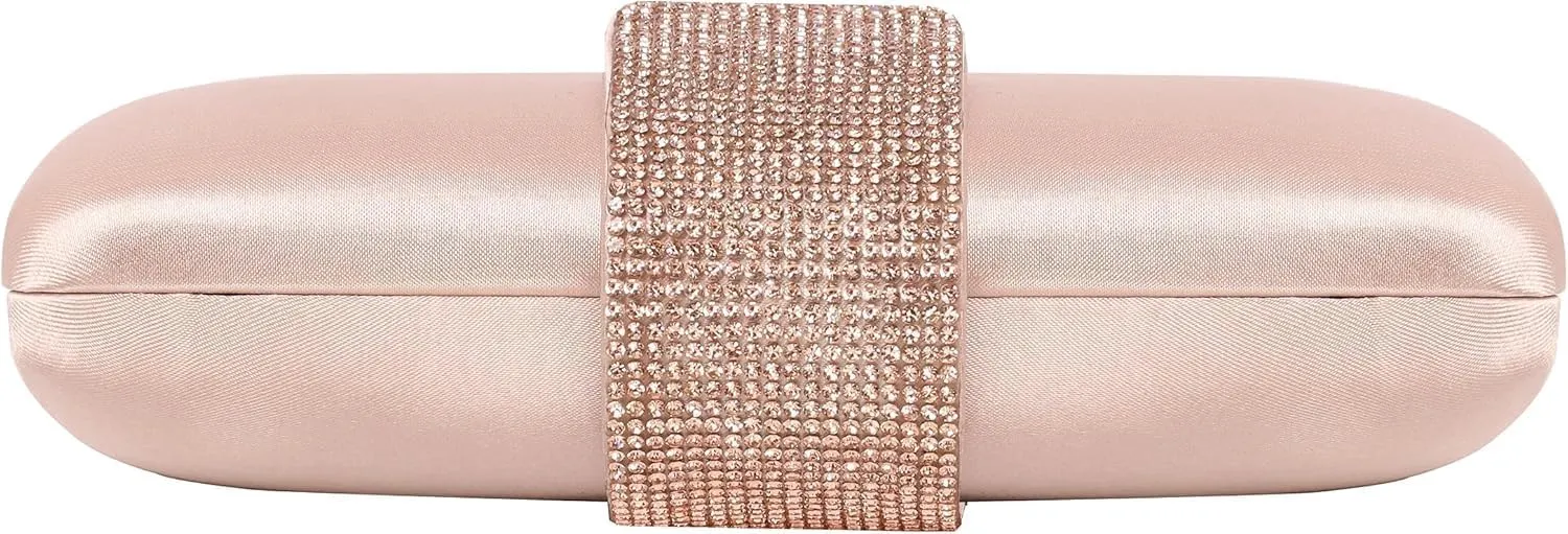 XXGJOALD-Mulian LilY Gold Satin Rhinestones Evening Bags Party Bridal Clutch Purse For Women Prom Clutch