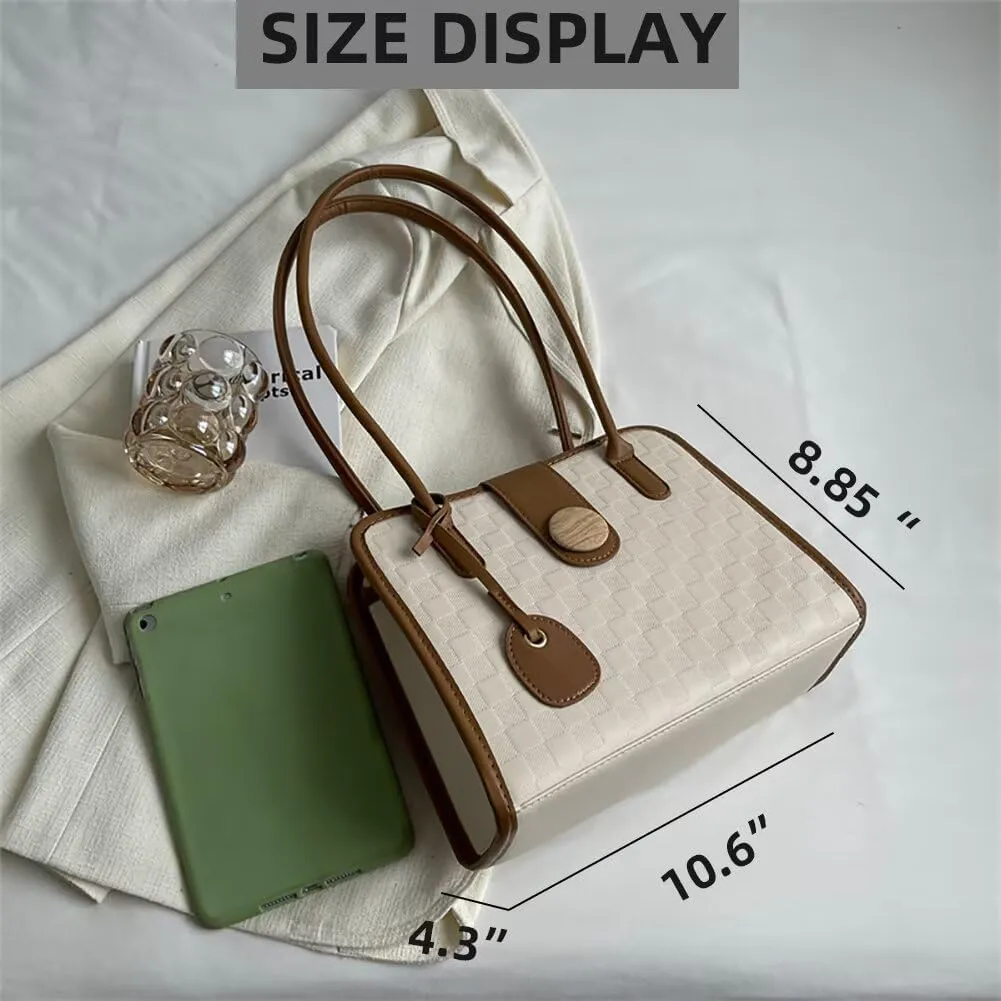 XXGJOALD-Quilted Tote Purse for Women Vintage Small Top Handle Bag Casual Tote Handbag Designer Travel Shoulder Satchel