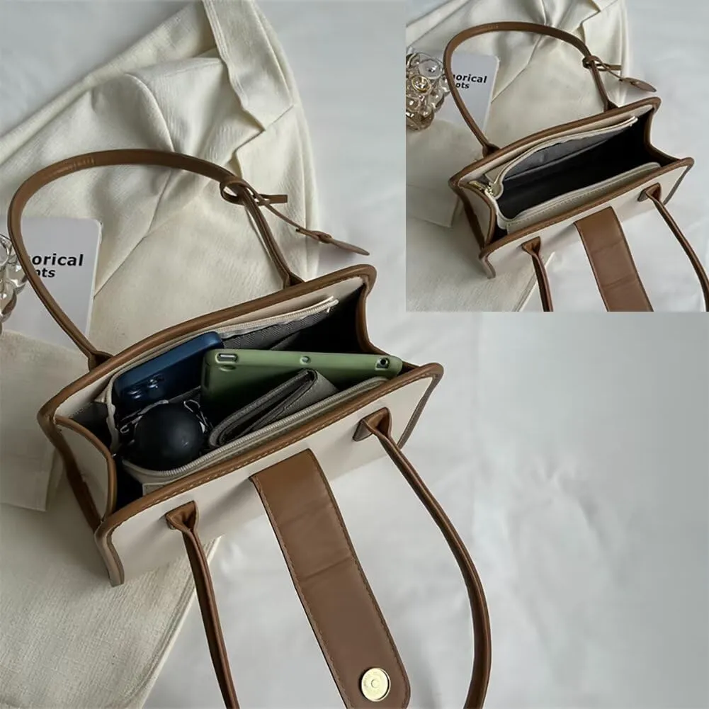 XXGJOALD-Quilted Tote Purse for Women Vintage Small Top Handle Bag Casual Tote Handbag Designer Travel Shoulder Satchel