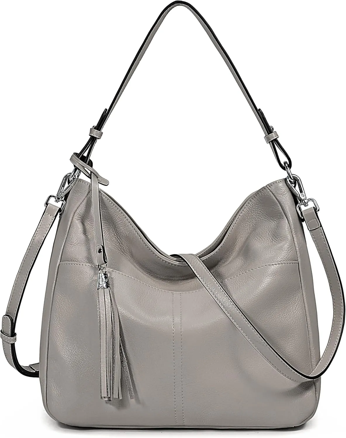 YALUXE Women's Genuine Leather Hobo Handbags Purses Shoulder Bags Crossbody Bags with Multiple Pockets