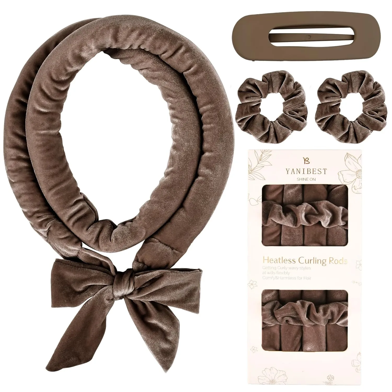 Yanibest Heatless Hair Curler, No Heat Hair Curlers to Sleep in, Overnight Satin Heatless Curling Set with Hair Scrunchies Clip, for All Hair types