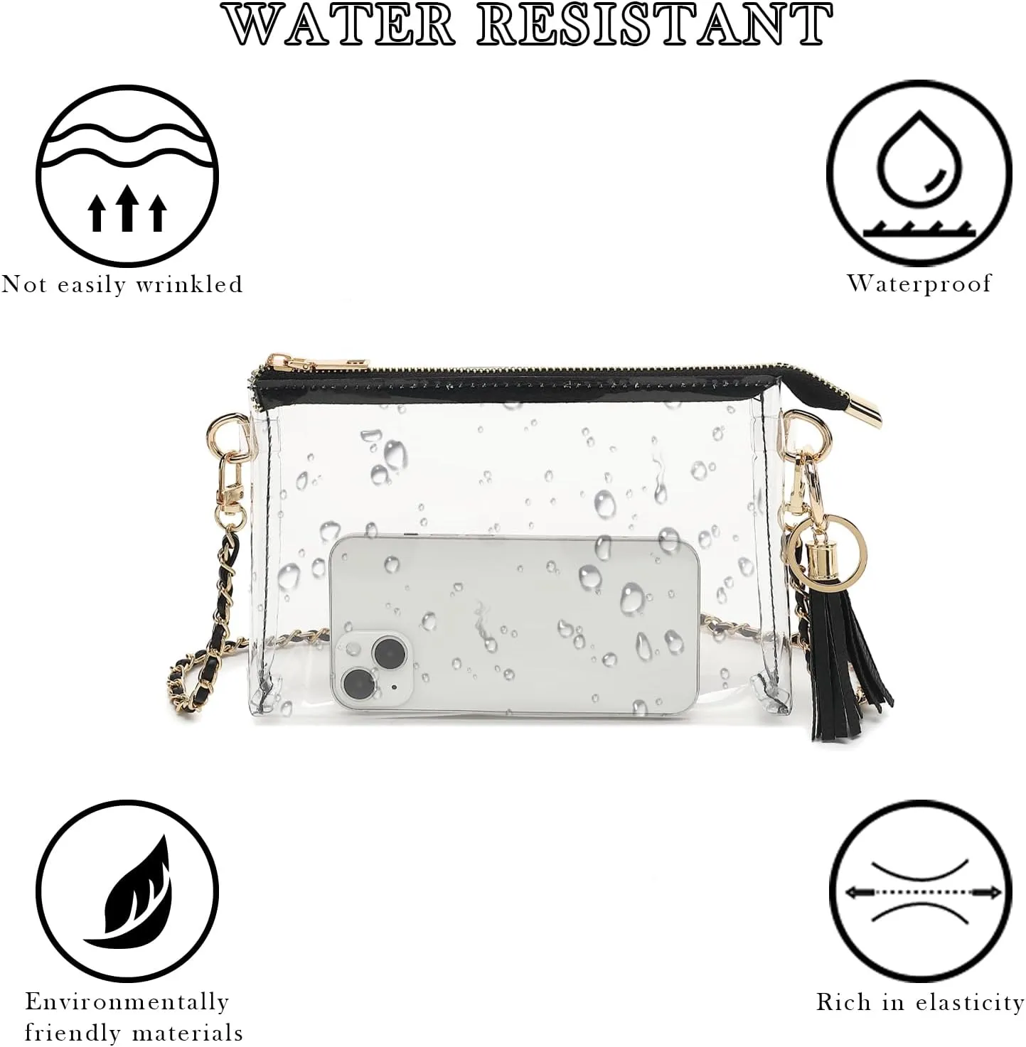 YGR Womens Clear Bag for Stadium Events PVC Small Crossbody Purse for Concert, Party Sports Stadium Approved Present