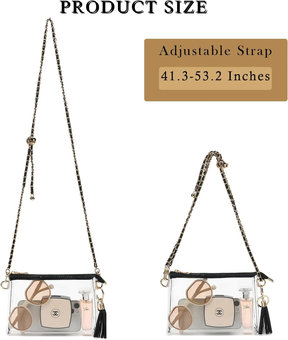 YGR Womens Clear Bag for Stadium Events PVC Small Crossbody Purse for Concert, Party Sports Stadium Approved Present