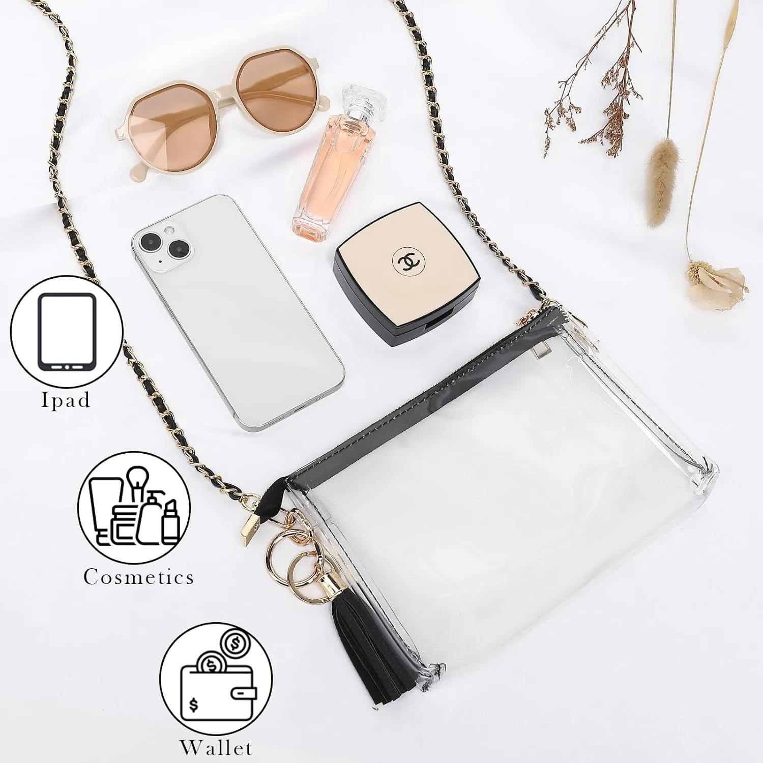 YGR Womens Clear Bag for Stadium Events PVC Small Crossbody Purse for Concert, Party Sports Stadium Approved Present