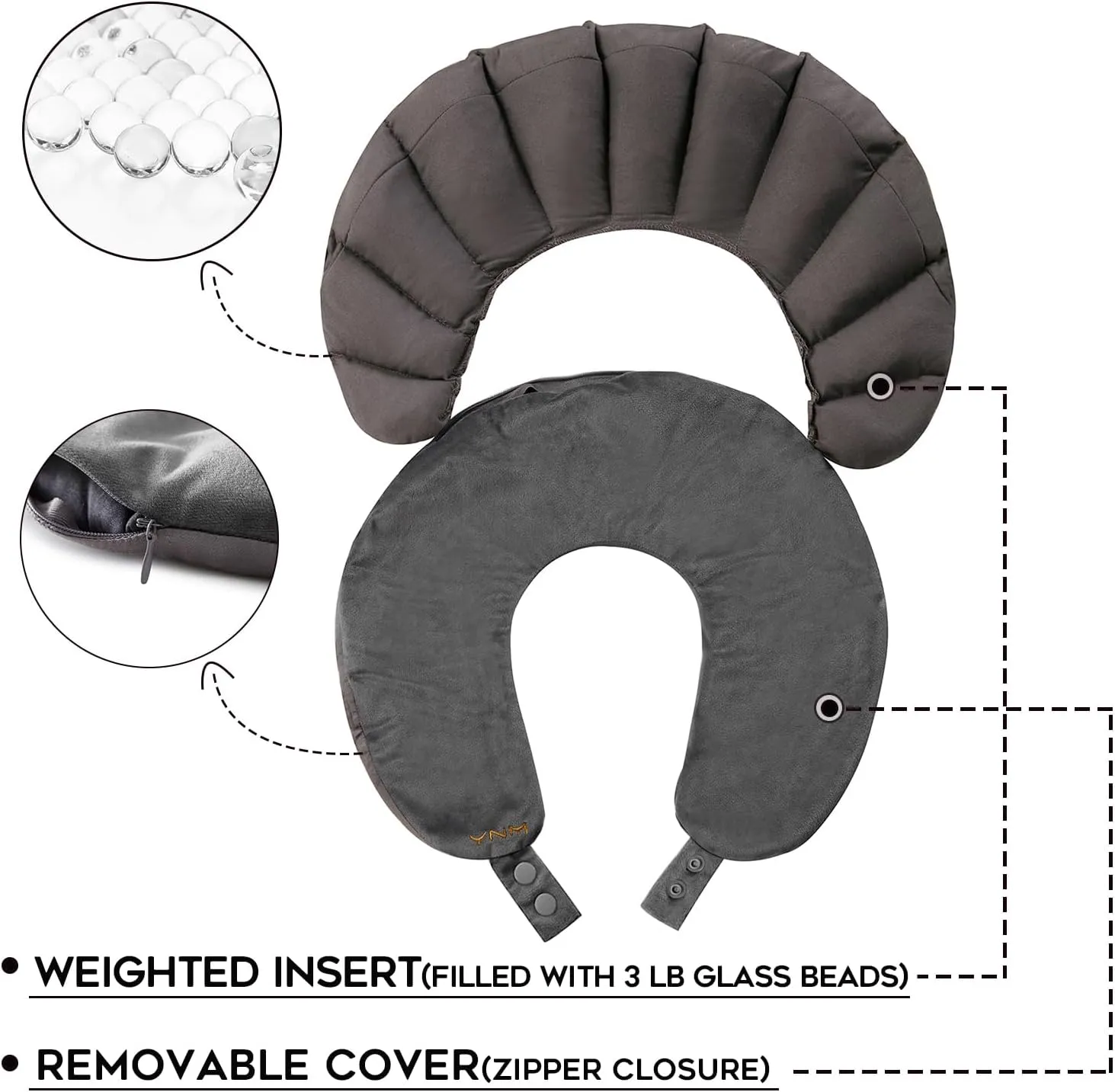 YnM Weighted Shoulder Wrap for Pain Relief and Relaxation, Large Weighted Wrap Filled with Glass Beads, Cooling Rayon & Cozy Velvet Dual-Sided Removable Cover Included, 3lb