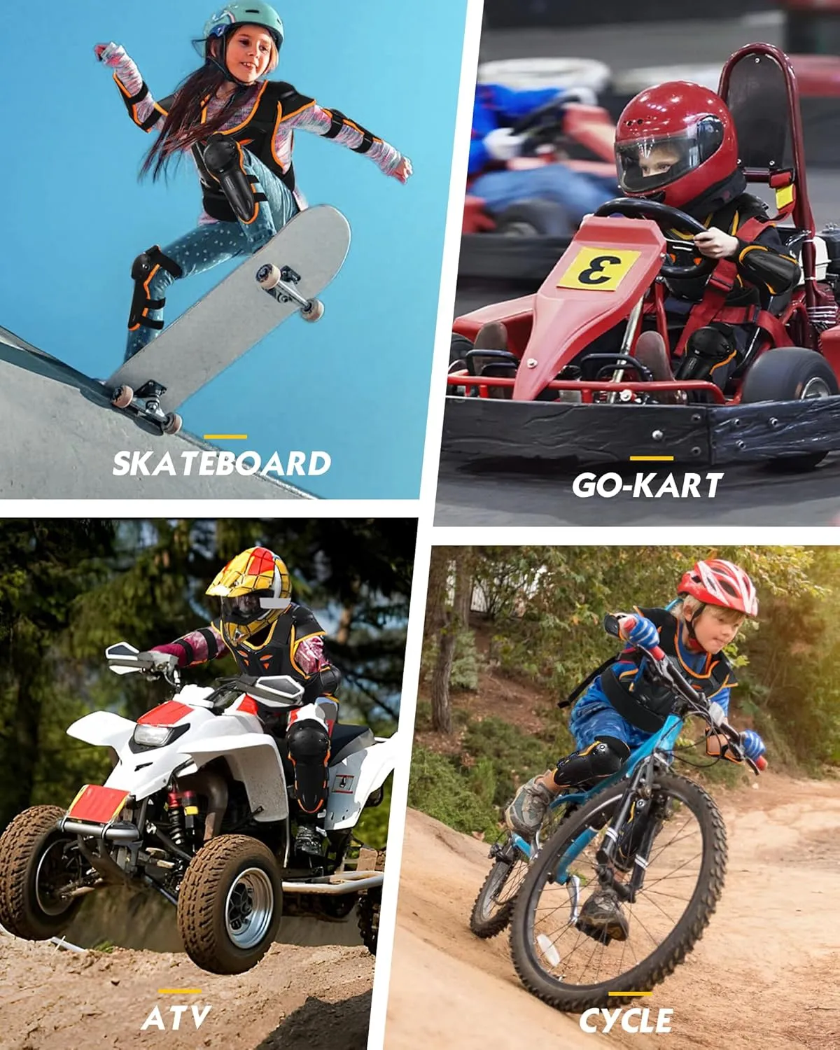 Youth Dirt Bike Gear, JUSTDOLIFE 5 PCS Motorcycle Armbor Protection Jacket, Kids Motorcycle Armor with Knee Pads Elbow Pads Chest Protector Racing for Outdoor Sports