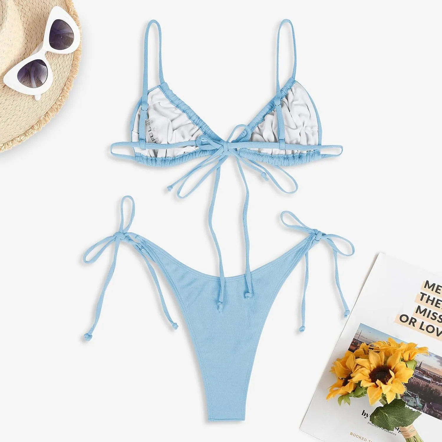 ZAFUL Womens High Cut Thong Bikini Set Swimsuits Cami String Sexy Bathing Suit