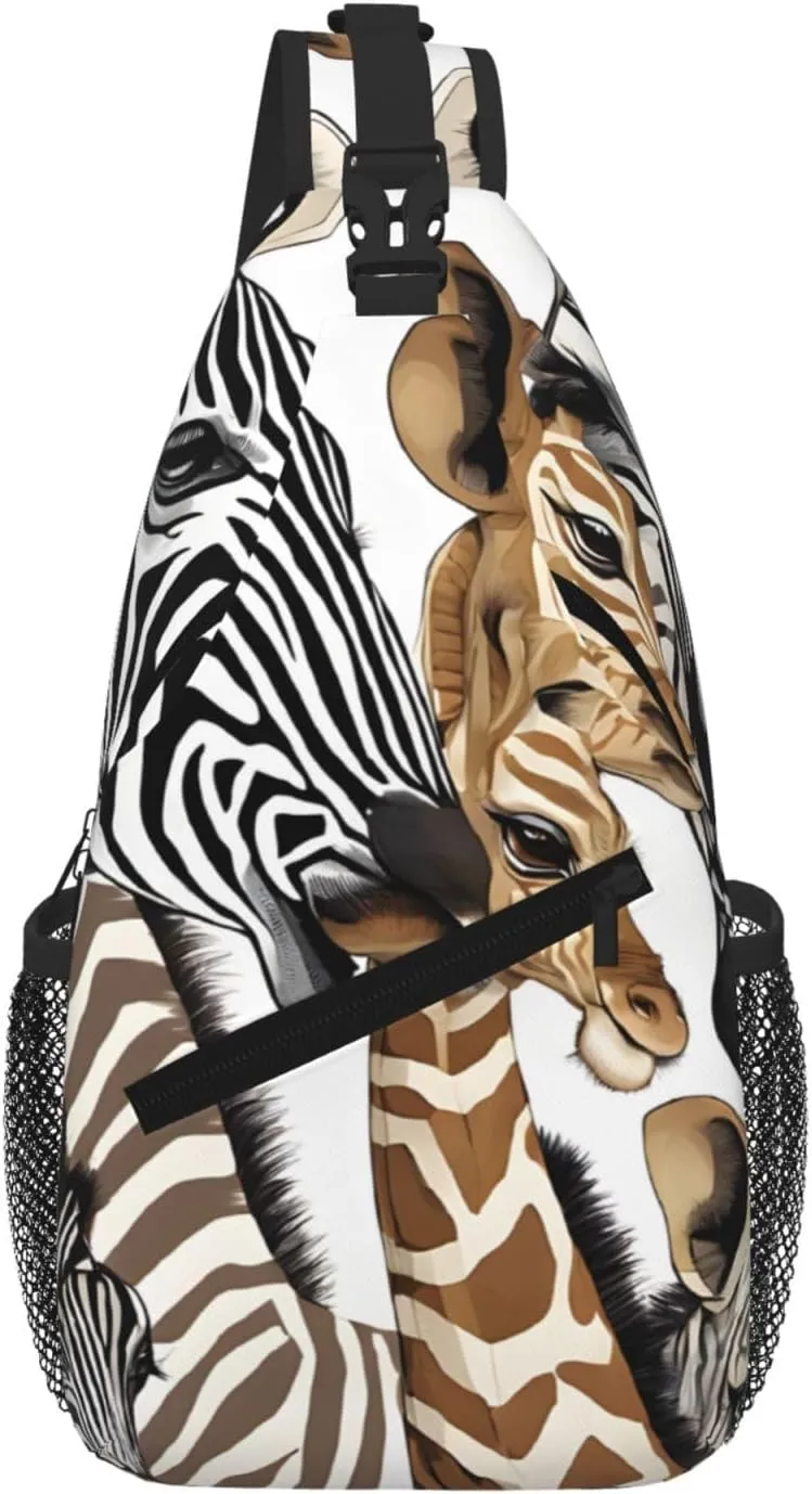 Zebra And Giraffe Print Cross Chest Bag Diagonally For Short-Distance Travel And Daily Use