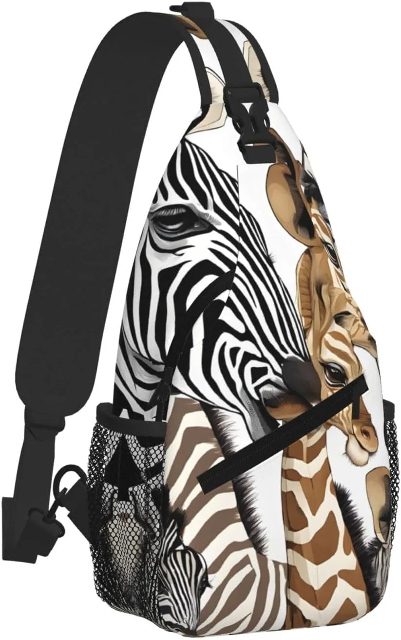 Zebra And Giraffe Print Cross Chest Bag Diagonally For Short-Distance Travel And Daily Use