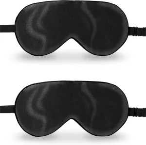 ZIMASILK 2 Pack 100% Natural Silk Sleep Mask, Adjustable Super-Smooth Soft Eye Mask for Sleep, Multiple Color Options (2 Pack,Black)